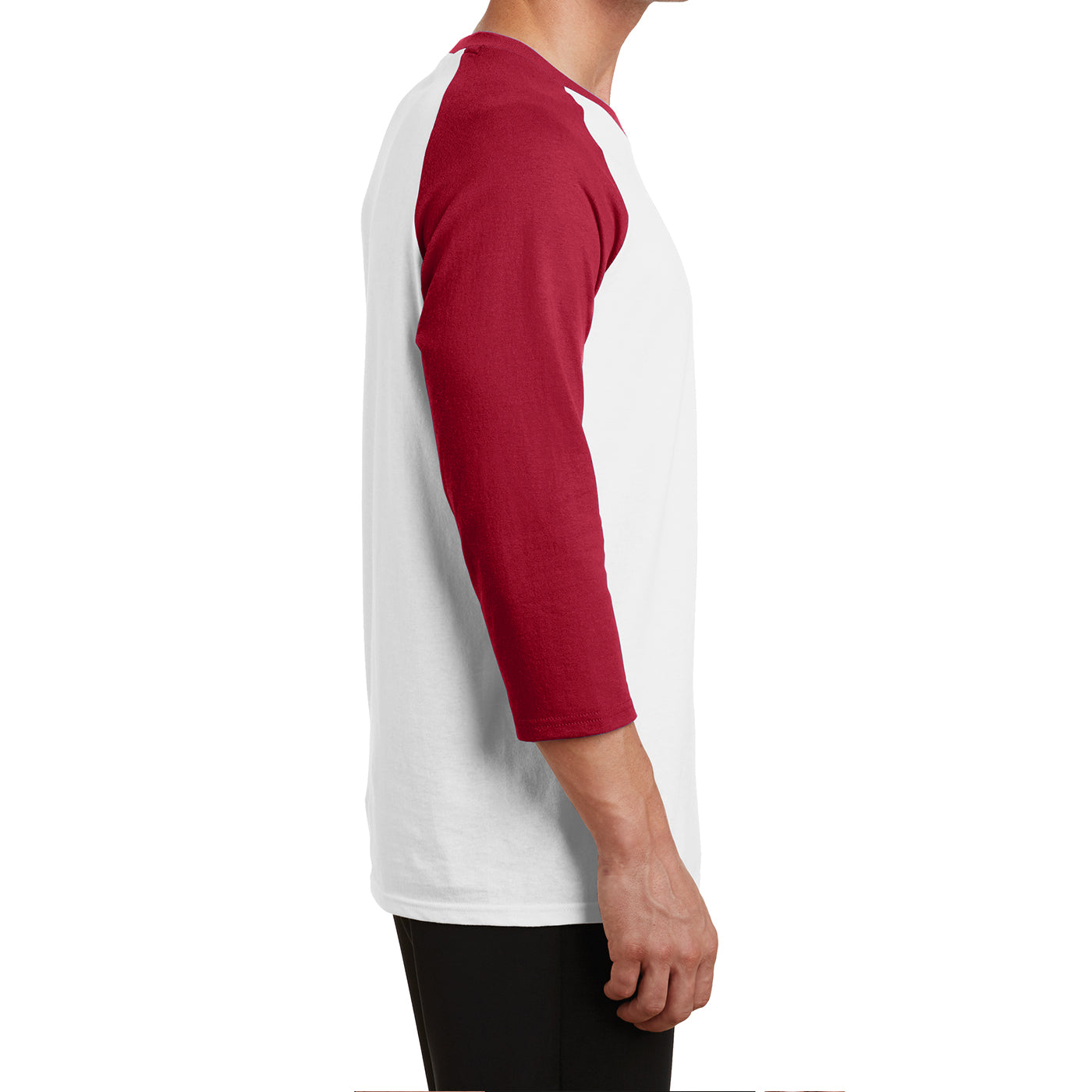 Men's Core Blend 3/4-Sleeve Raglan Tee - White/ Red - Side