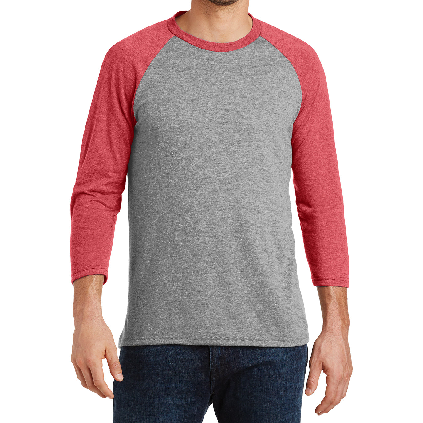 Men's Perfect Tri 3/4-Sleeve Raglan - Red Frost/Grey Frost - Front