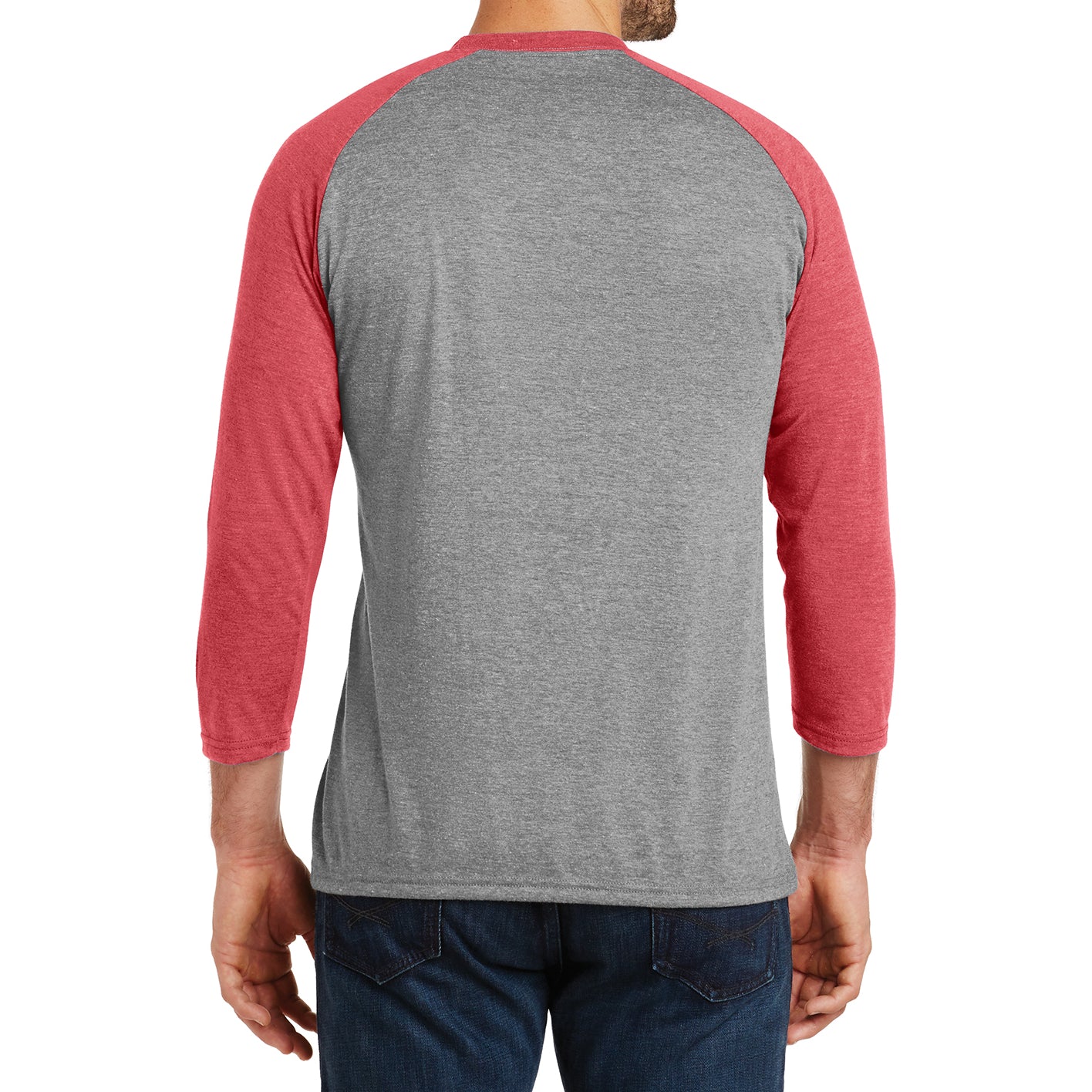Men's Perfect Tri 3/4-Sleeve Raglan - Red Frost/Grey Frost - Back