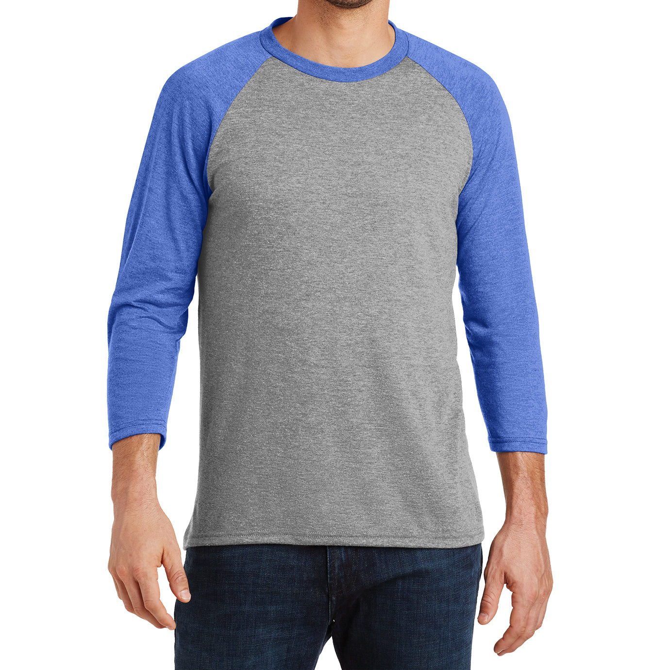 Men's Perfect Tri 3/4-Sleeve Raglan - Royal Frost/Grey Frost - Front