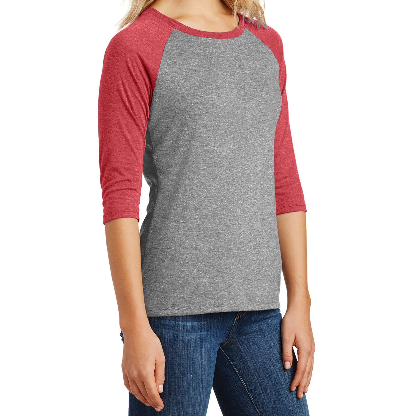 Women's Perfect Tri 3/4-Sleeve Raglan - Red Frost/ Grey Frost
