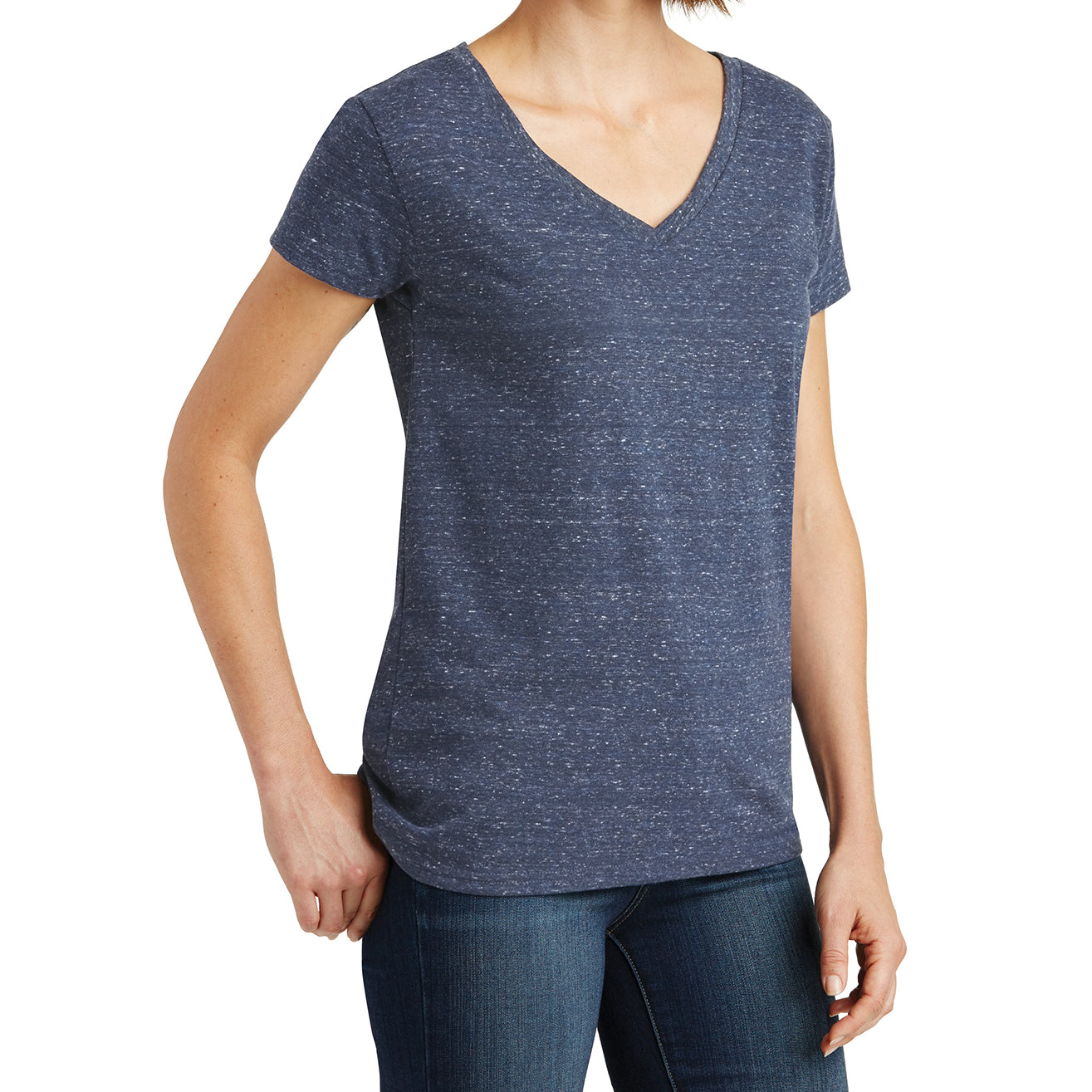 Womens Cosmic Relaxed V-Neck Tee - Navy/Royal Cosmic - Side