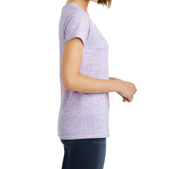 Womens Cosmic Relaxed V-Neck Tee - White/Pink Cosmic - Side
