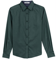 Mafoose Women's Long Sleeve Easy Care Shirt Dark Green/Navy-Front