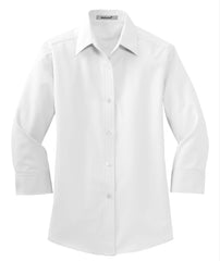 Mafoose Women's 3/4-Sleeve Traditional Easy Care Shirt White-Front