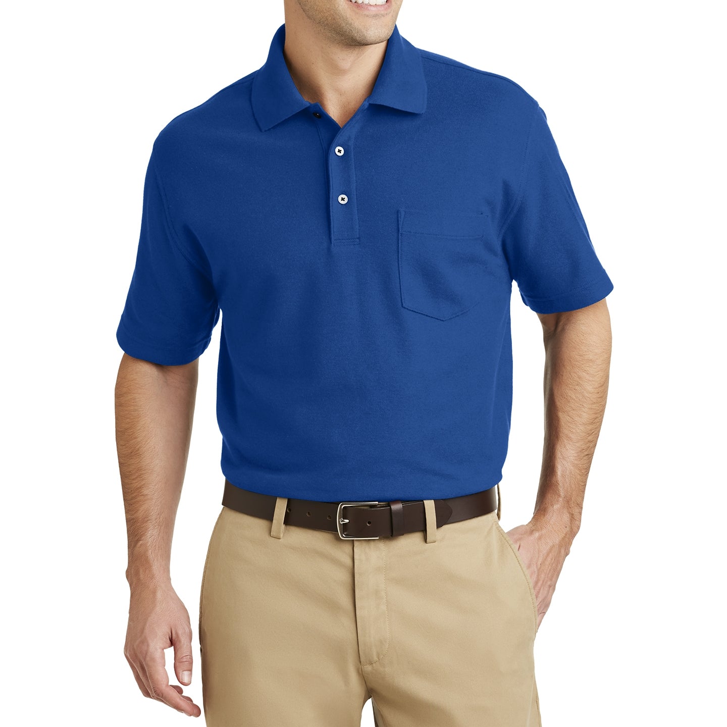 Men's EZCotton Pique Pocket Polo Shirt Cobalt Blue