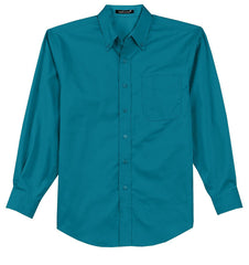 Mafoose Men's Tall Long Sleeve Easy Care Shirt Teal Green-Front