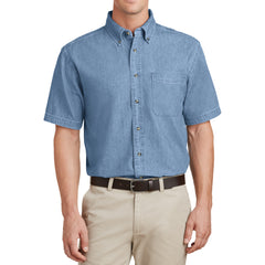 Mafoose Men's Short Sleeve Value Denim Shirt Faded Blue-Front