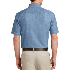 Mafoose Men's Short Sleeve Value Denim Shirt Faded Blue-Back