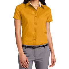 Mafoose Women's Comfortable Short Sleeve Easy Care Shirt Athletic Gold/Light Stone-Front