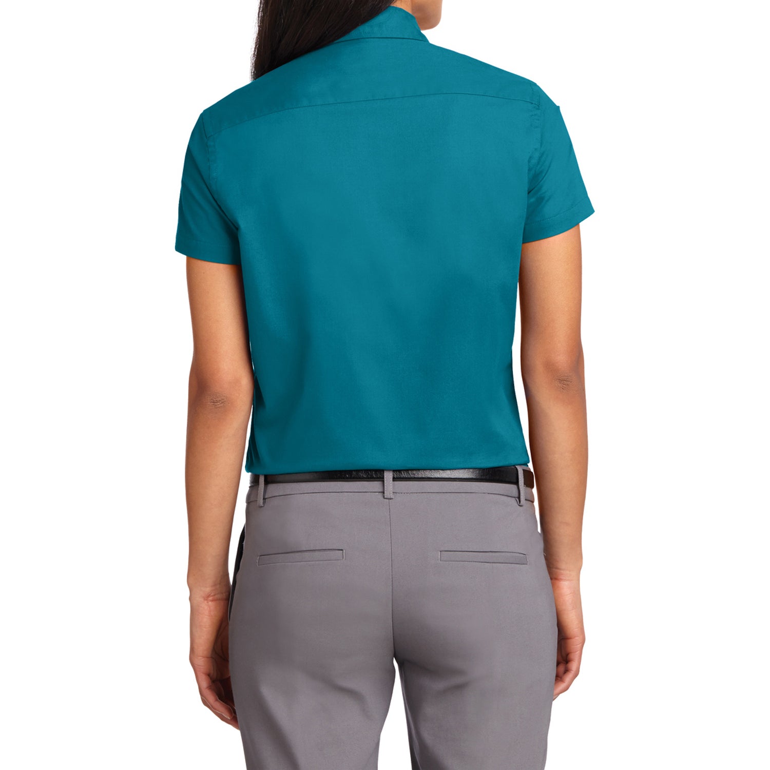 Mafoose Women's Comfortable Short Sleeve Easy Care Shirt Teal Green-Back