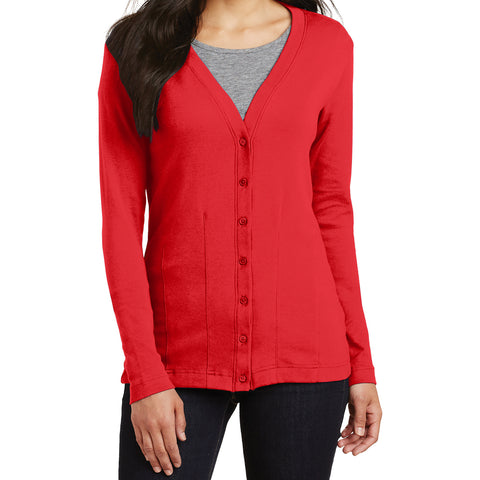 Mafoose Women's Stretch Cotton Cardigan Scarlet Red-Front