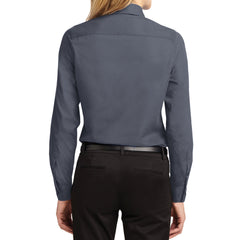 Mafoose Women's Long Sleeve Easy Care Shirt Steel Grey/Light Stone-Back