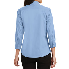 Mafoose Women's 3/4-Sleeve Traditional Easy Care Shirt Light Blue-Back