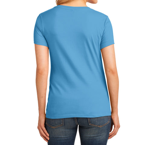 Women's Core Cotton V-Neck Tee Aquatic Blue - Back