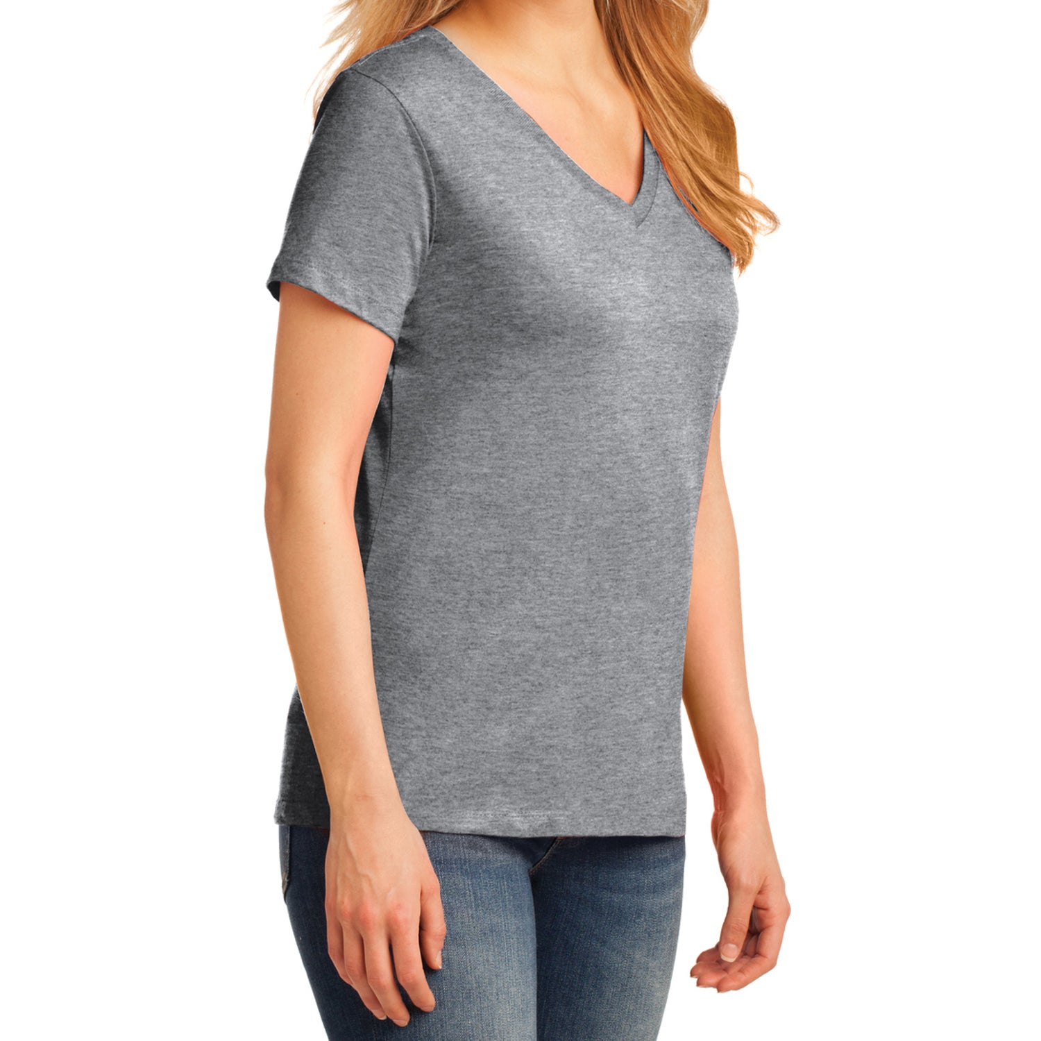 Women's Core Cotton V-Neck Tee Athletic Heather - Side