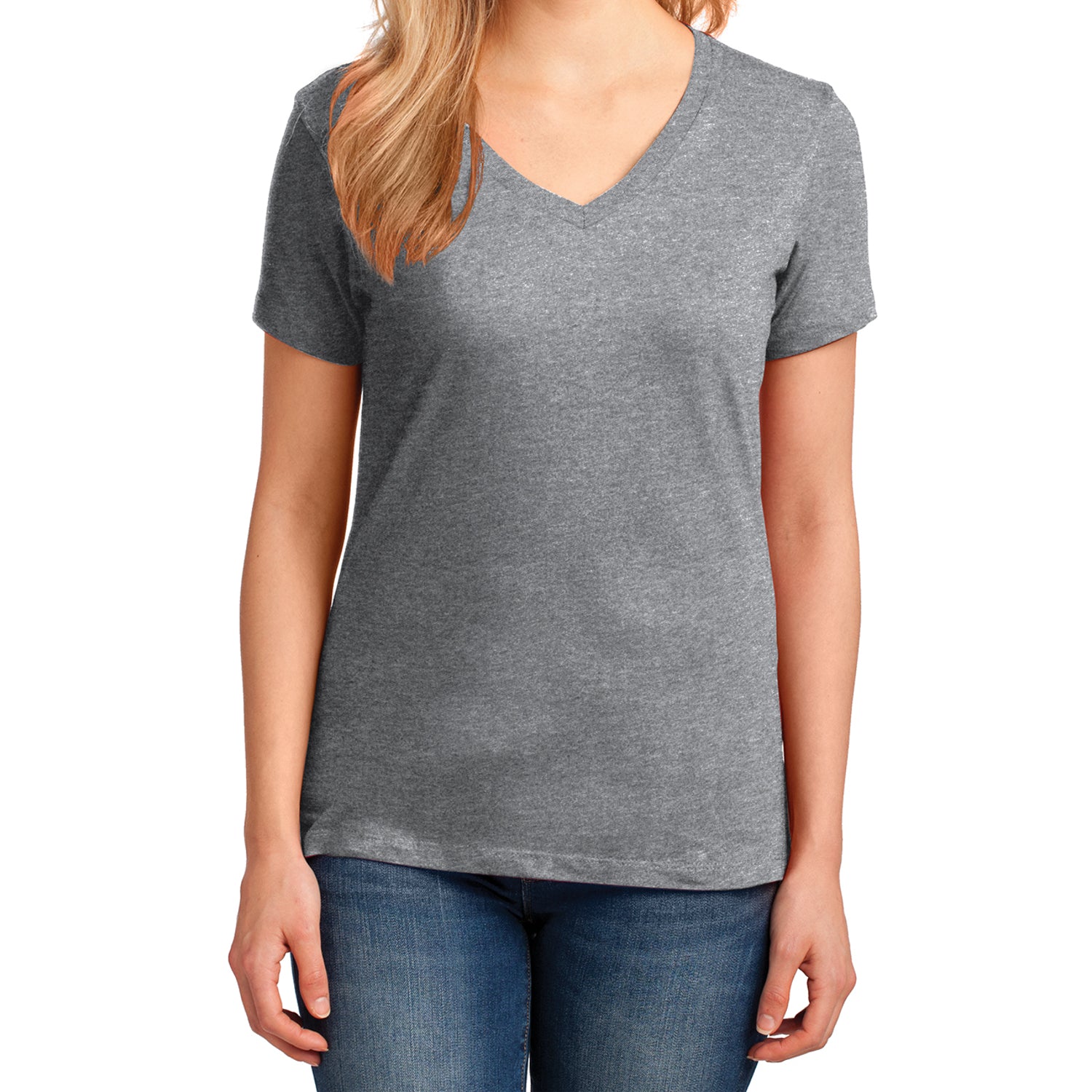 Women's Core Cotton V-Neck Tee Athletic Heather - Front