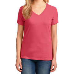 Women's Core Cotton V-Neck Tee Coral - Front