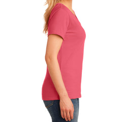 Women's Core Cotton V-Neck Tee Coral - Side