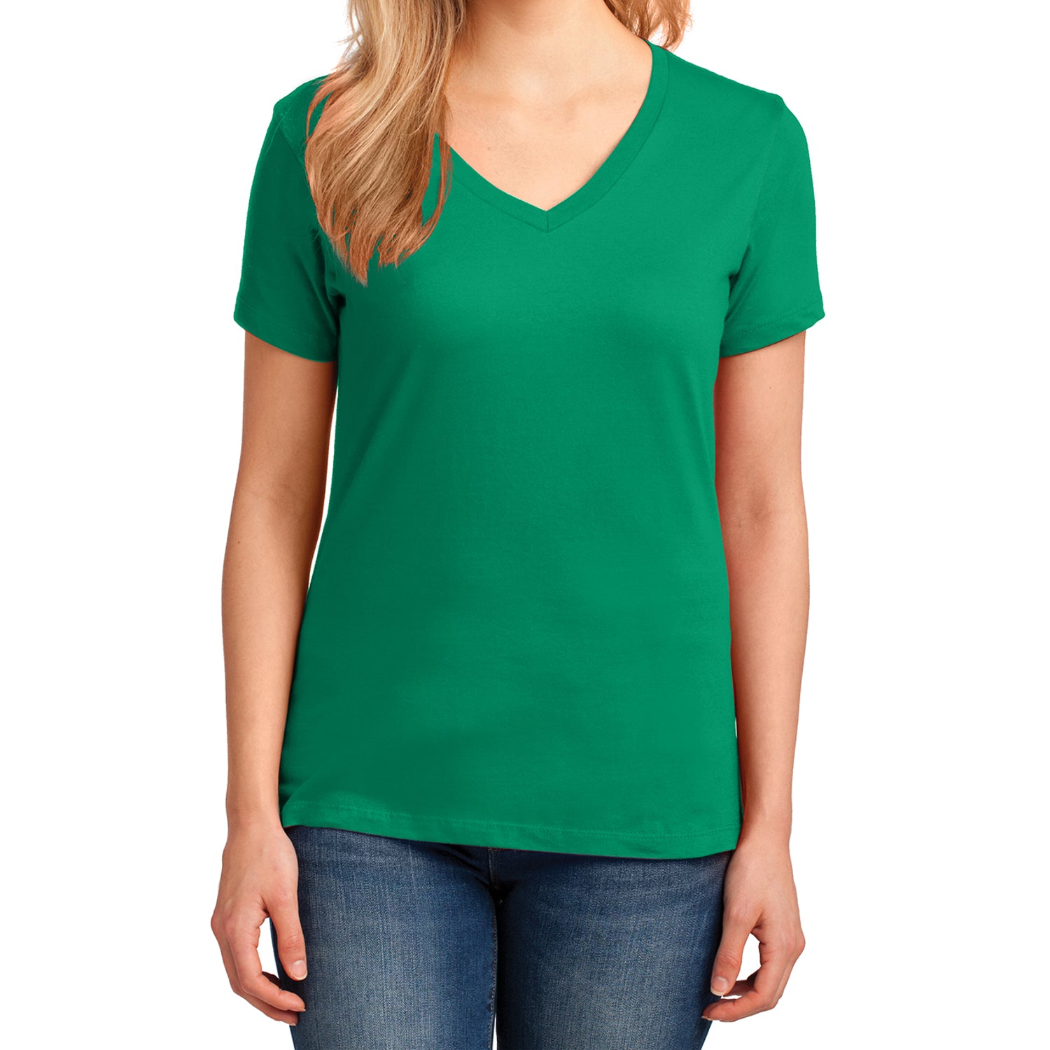 Women's Core Cotton V-Neck Tee Kelly - Front