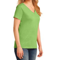 Women's Core Cotton V-Neck Tee Lime - Side