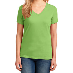 Women's Core Cotton V-Neck Tee Lime - Front