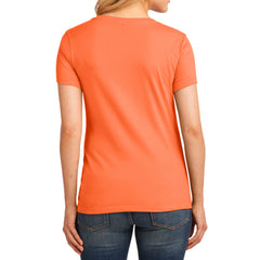 Women's Core Cotton V-Neck Tee - Neon Orange - Back