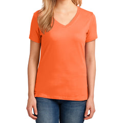 Women's Core Cotton V-Neck Tee - Neon Orange - Front
