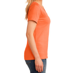 Women's Core Cotton V-Neck Tee - Neon Orange - Side