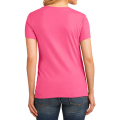 Women's Core Cotton V-Neck Tee - Neon Pink - Back