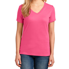 Women's Core Cotton V-Neck Tee - Neon Pink - Front