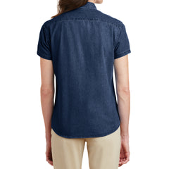 Mafoose Women's Short Sleeve Value Denim Shirt Ink Blue-Back
