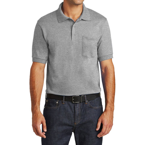 Mafoose Men's Core Blend Jersey Knit Pocket Polo Shirt Athletic Heather