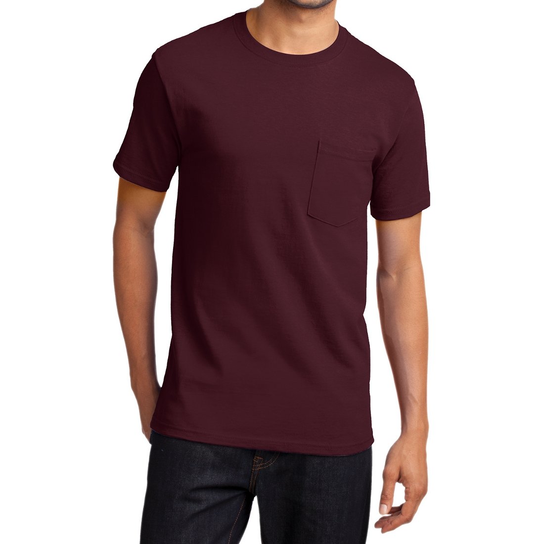 Men's Essential T Shirt with Pocket Athletic Maroon