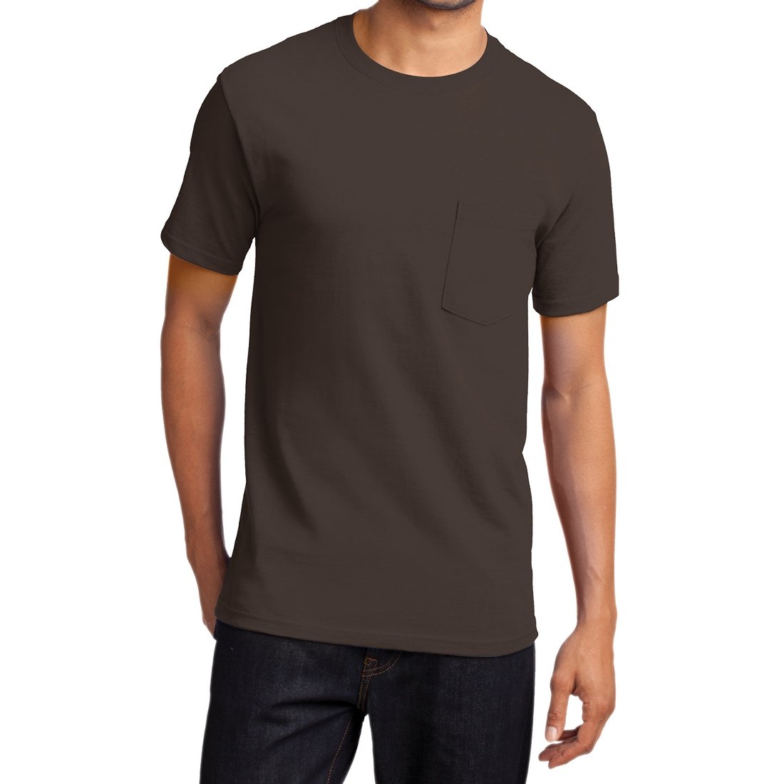 Men's Essential T Shirt with Pocket Brown