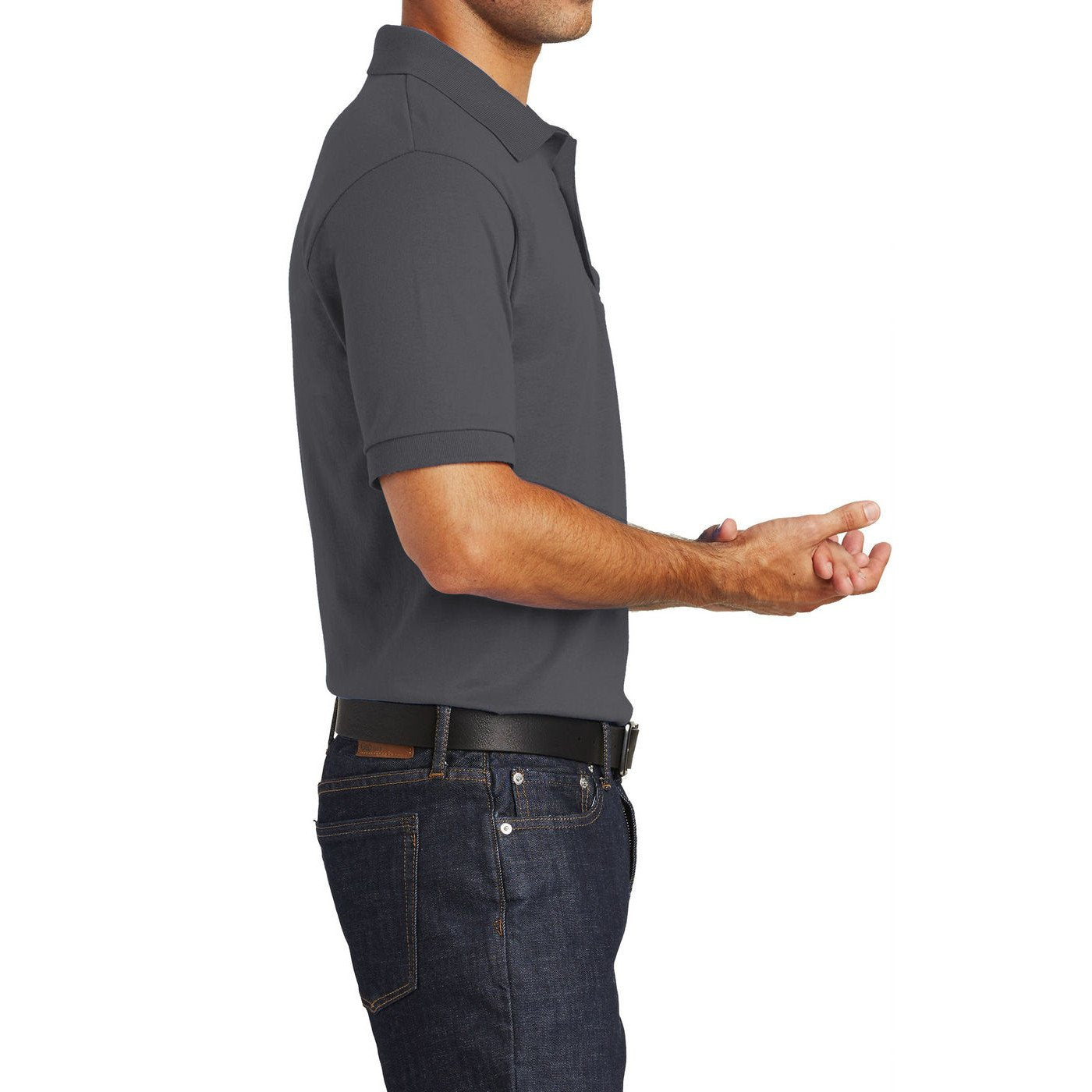 Mafoose Men's Core Blend Jersey Knit Pocket Polo Shirt Charcoal
