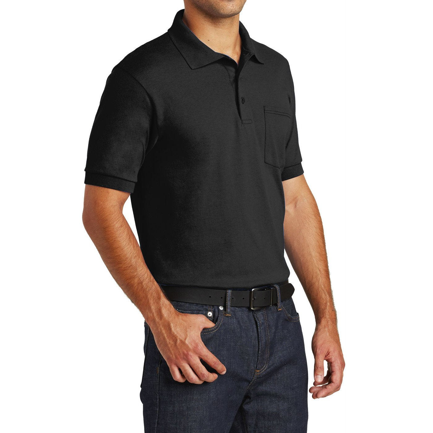 Mafoose Men's Core Blend Jersey Knit Pocket Polo Shirt Jet Black