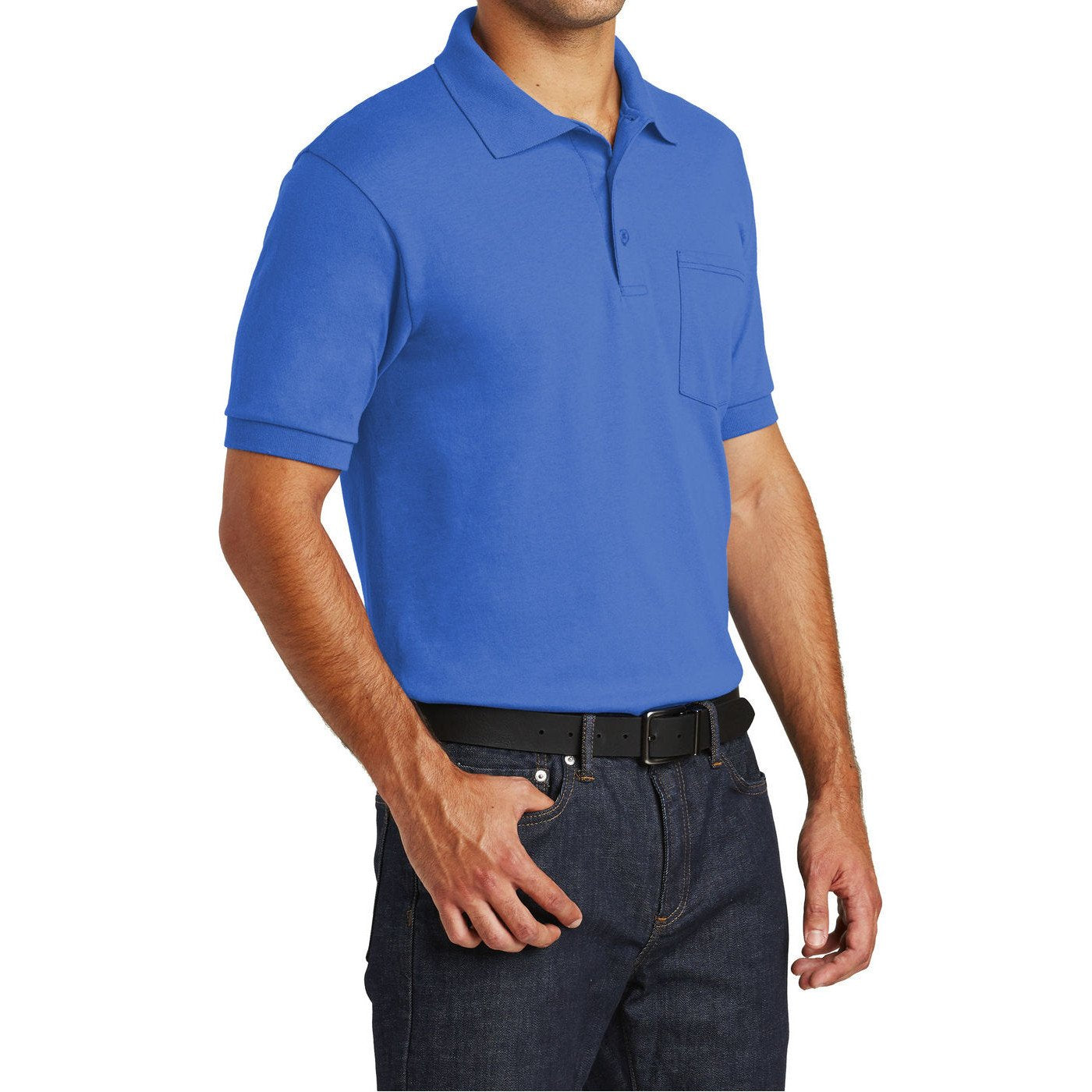 Mafoose Men's Core Blend Jersey Knit Pocket Polo Shirt Royal