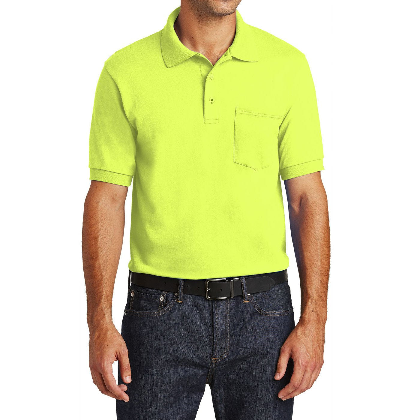 Mafoose Men's Core Blend Jersey Knit Pocket Polo Shirt Safety Green