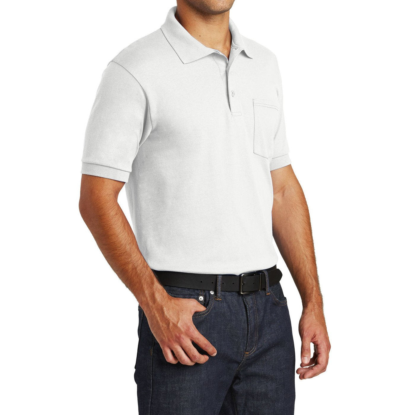 Mafoose Men's Core Blend Jersey Knit Pocket Polo Shirt White
