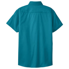 Mafoose Women's Comfortable Short Sleeve Easy Care Shirt Teal Green-Back