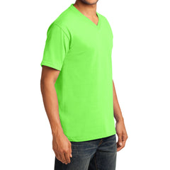 Men's Core Cotton V-Neck Tee Neon Green - Side