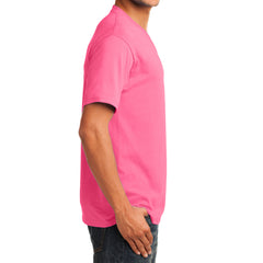Men's Core Cotton V-Neck Tee Neon Pink - Side