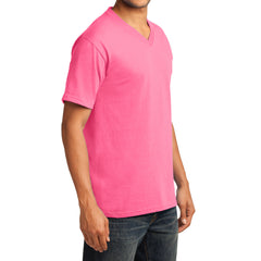 Men's Core Cotton V-Neck Tee Neon Pink - Side