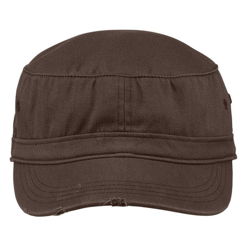 Men's Distressed Military Style Hat Chocolate Brown