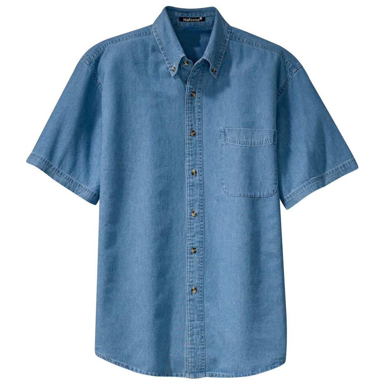 Mafoose Men's Short Sleeve Value Denim Shirt Faded Blue-Front