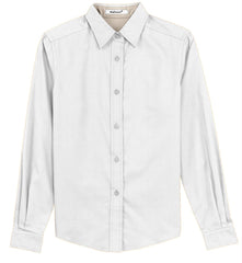 Mafoose Women's Long Sleeve Easy Care Shirt White/ Light Stone-Front