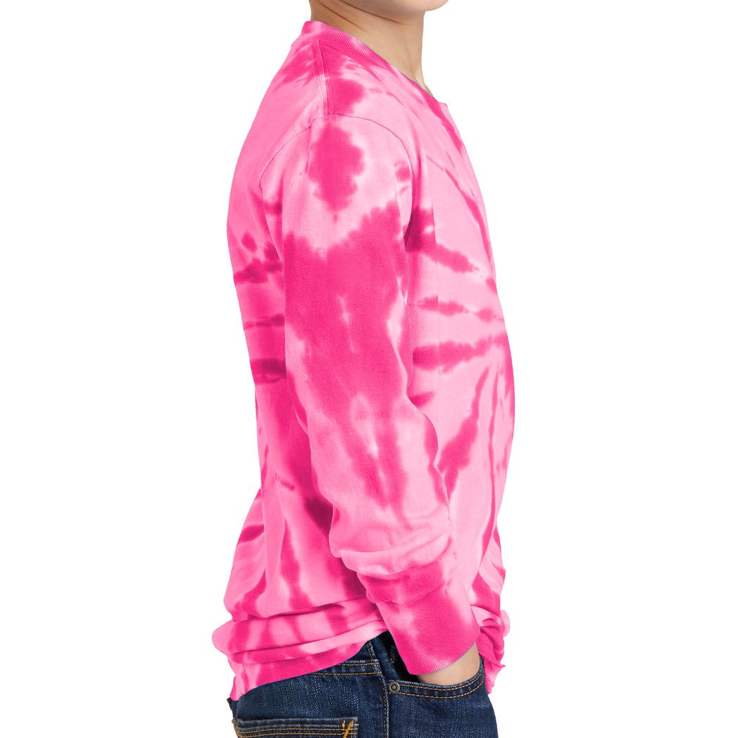 Youth Tie-Dye Long Sleeve Tee - Pink