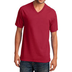 Men's Core Cotton V-Neck Tee Red - Front