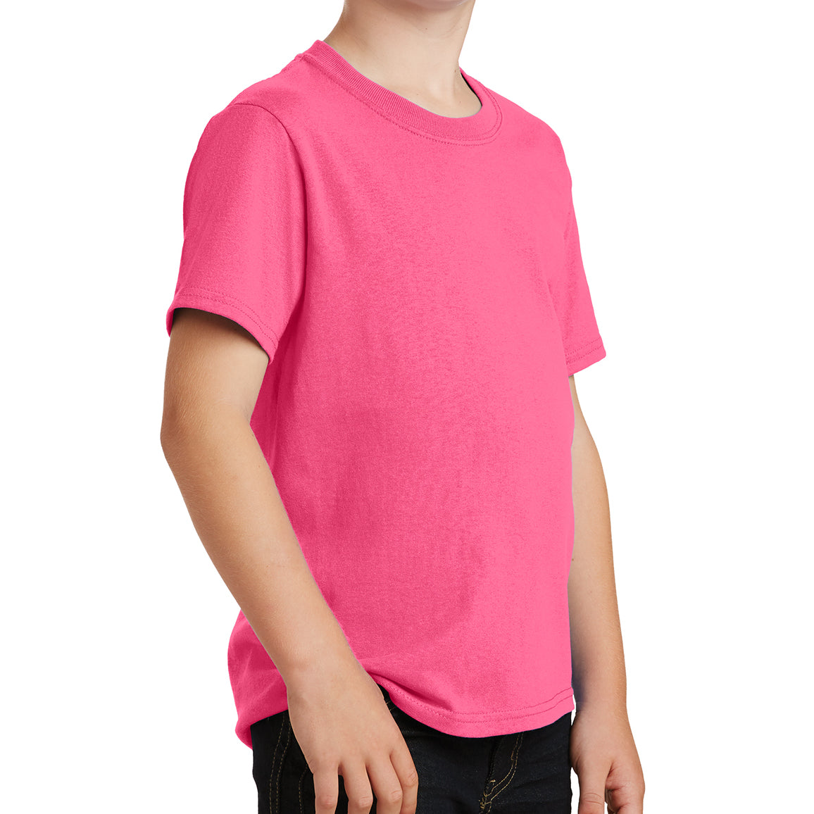 Youth Core Cotton Tee - Neon Pink